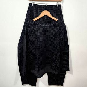 Ruti Scuba Essential Top & Wide-ish Pant Black White Polka Dot Lounge Set SZ 4/6